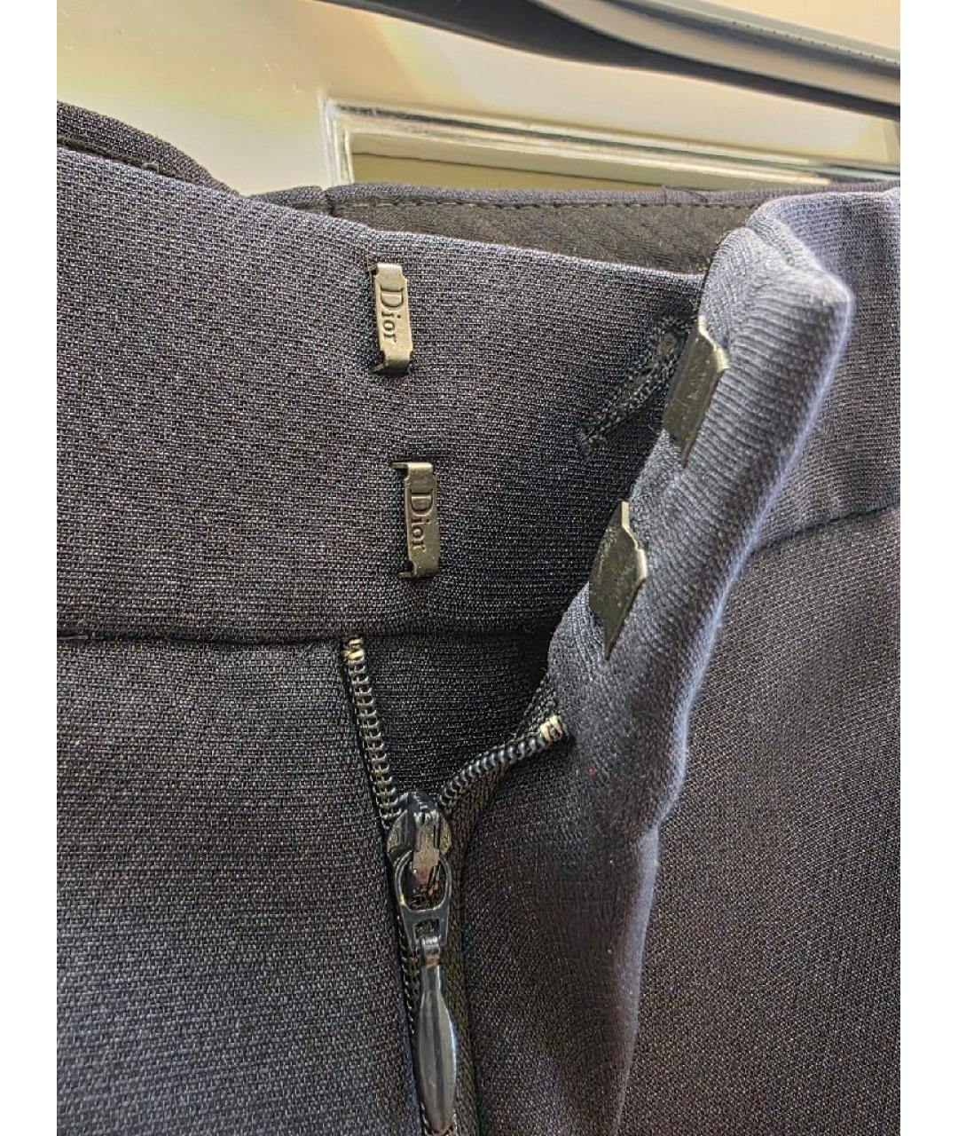CHRISTIAN DIOR Темно-синие шерстяные прямые брюки, фото 6