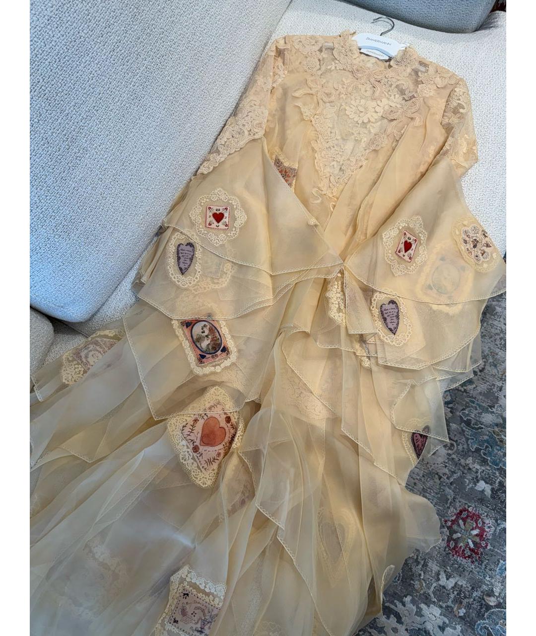 ZIMMERMANN Желтое шифоновое коктейльное платье, фото 4