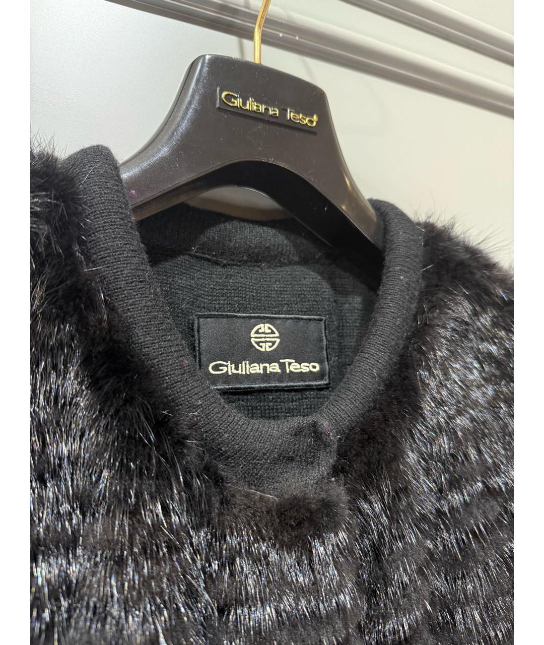 GIULIANA TESO Черное меховое пальто, фото 3