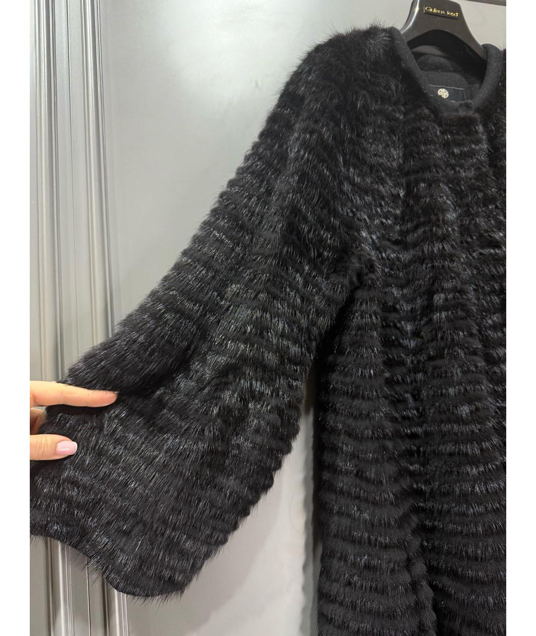 GIULIANA TESO Черное меховое пальто, фото 4