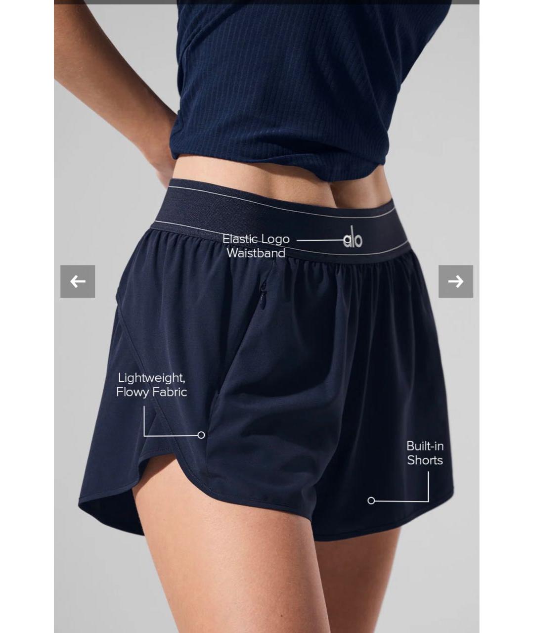 ALO YOGA Темно-синие полиэстеровые спортивные брюки и шорты, фото 6