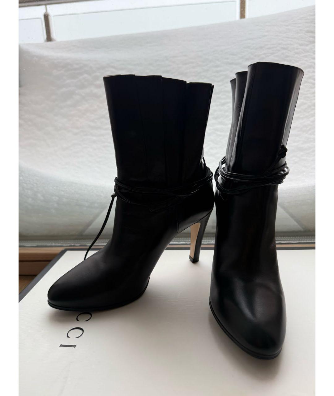 GUCCI Черные кожаные полусапоги, фото 4