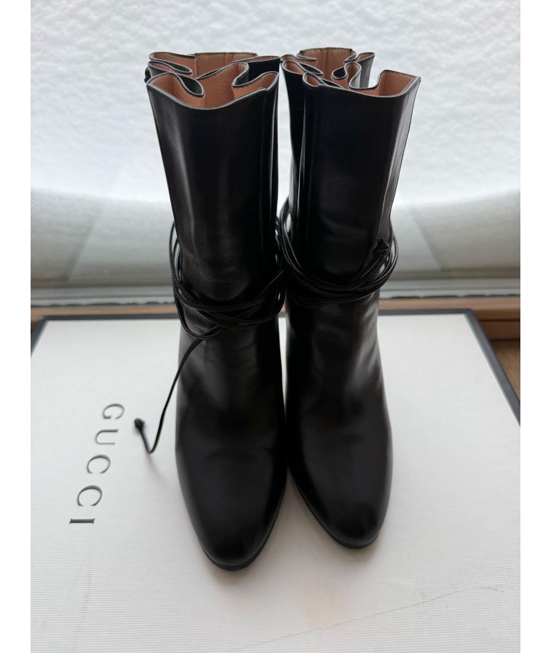 GUCCI Черные кожаные полусапоги, фото 2