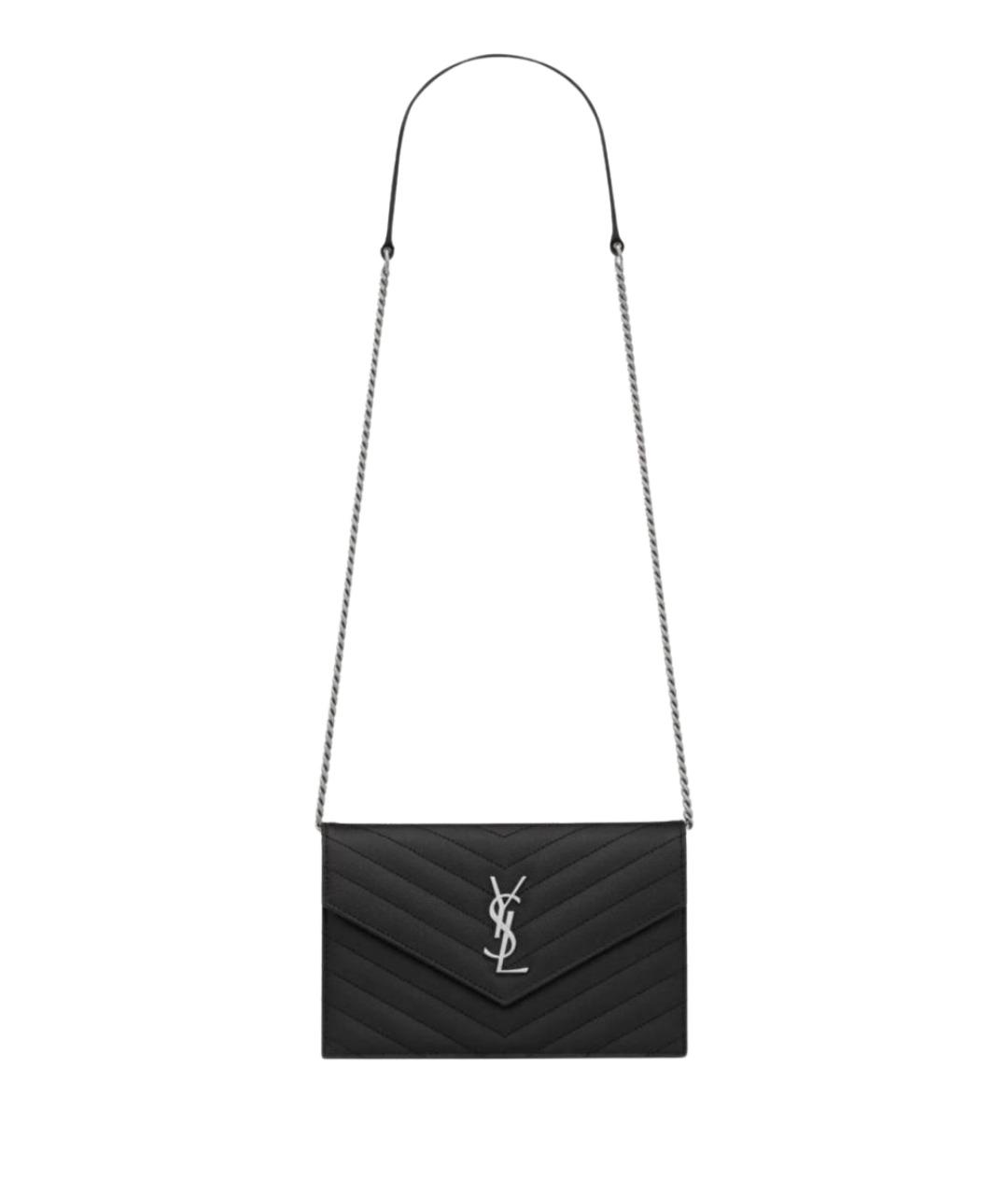 SAINT LAURENT Черная кожаная сумка через плечо, фото 1