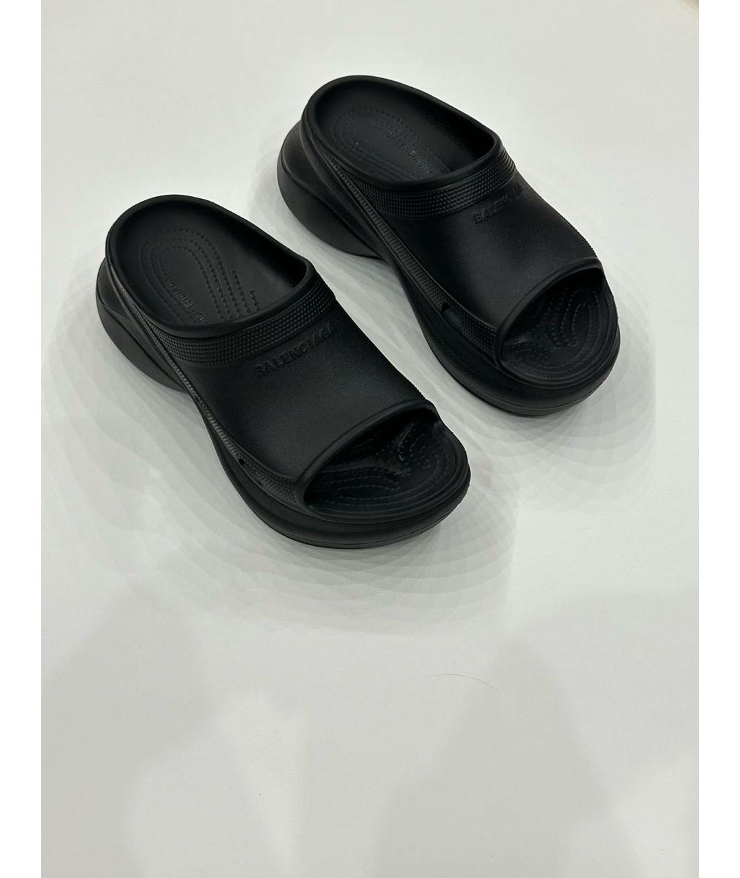 BALENCIAGA Черные резиновые сабо, фото 5