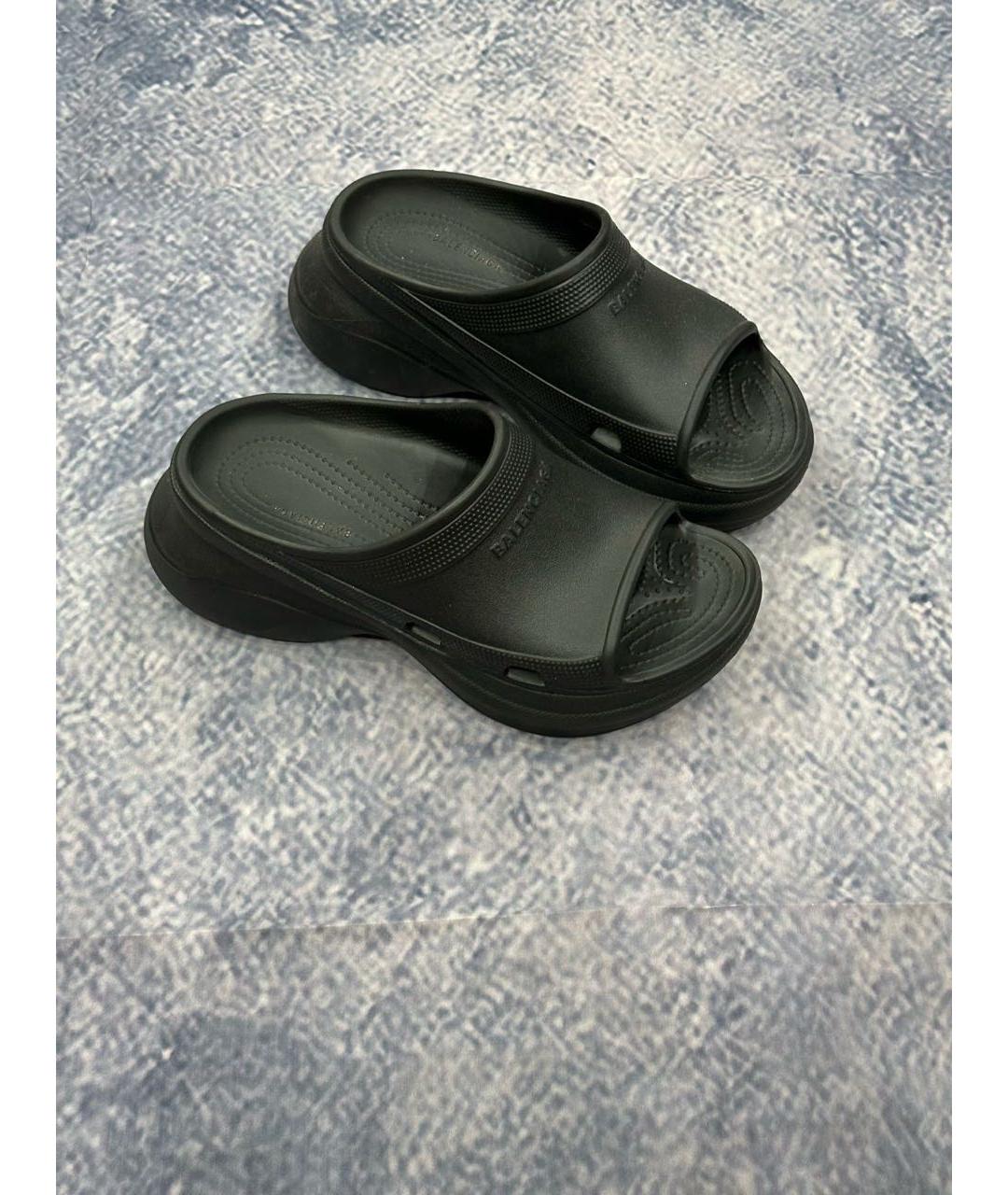 BALENCIAGA Черные резиновые сабо, фото 7