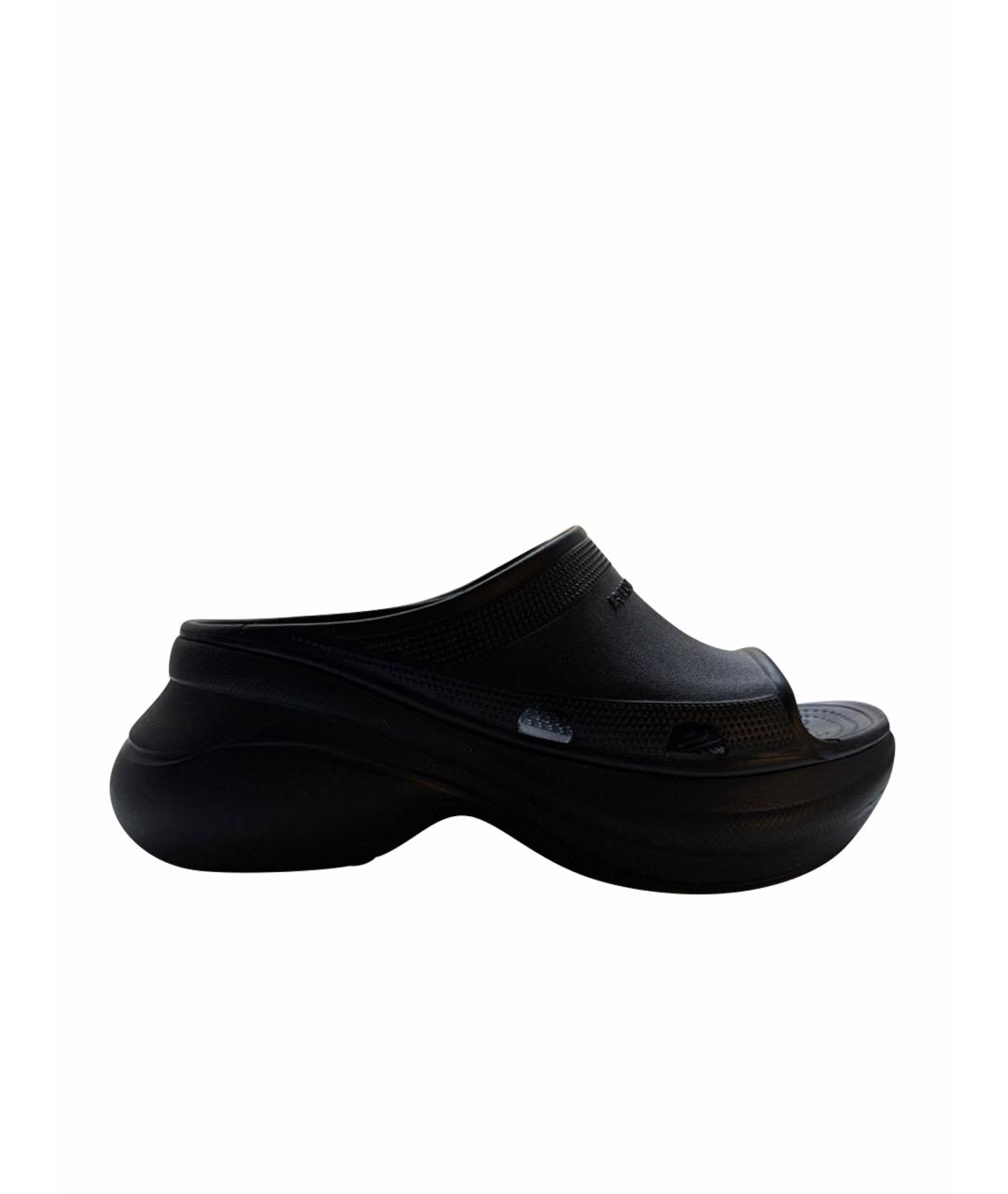 BALENCIAGA Черные резиновые сабо, фото 1