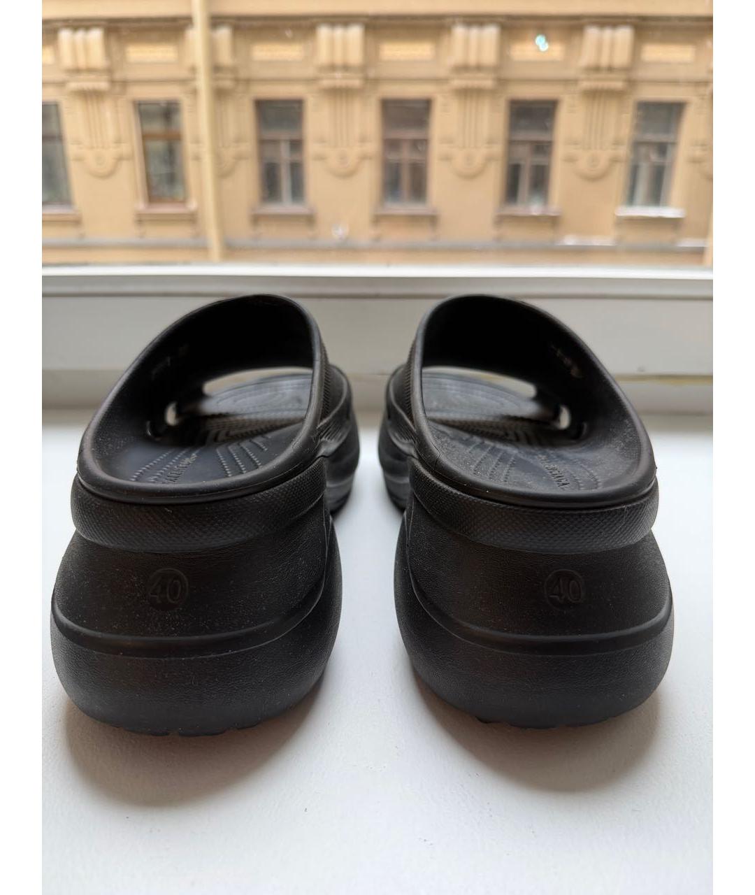 BALENCIAGA Черные резиновые сабо, фото 4