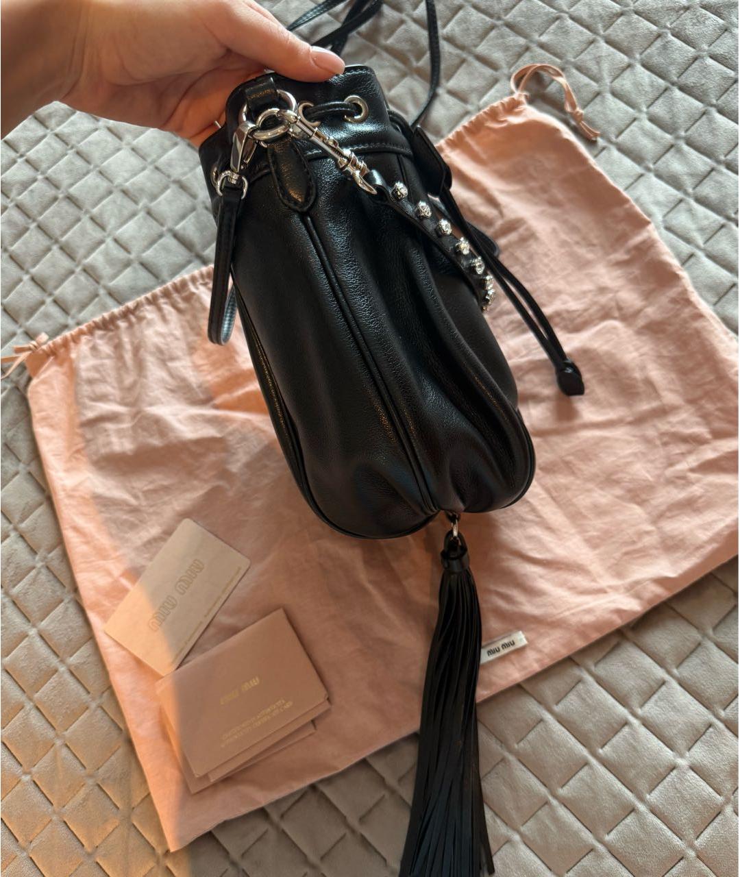 MIU MIU Черная кожаная сумка через плечо, фото 2