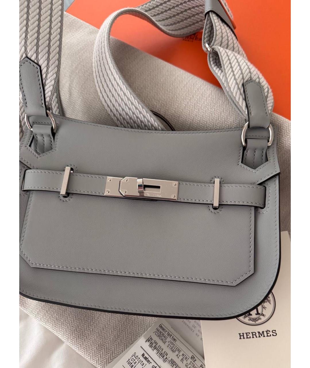 HERMES Серая кожаная сумка через плечо, фото 2