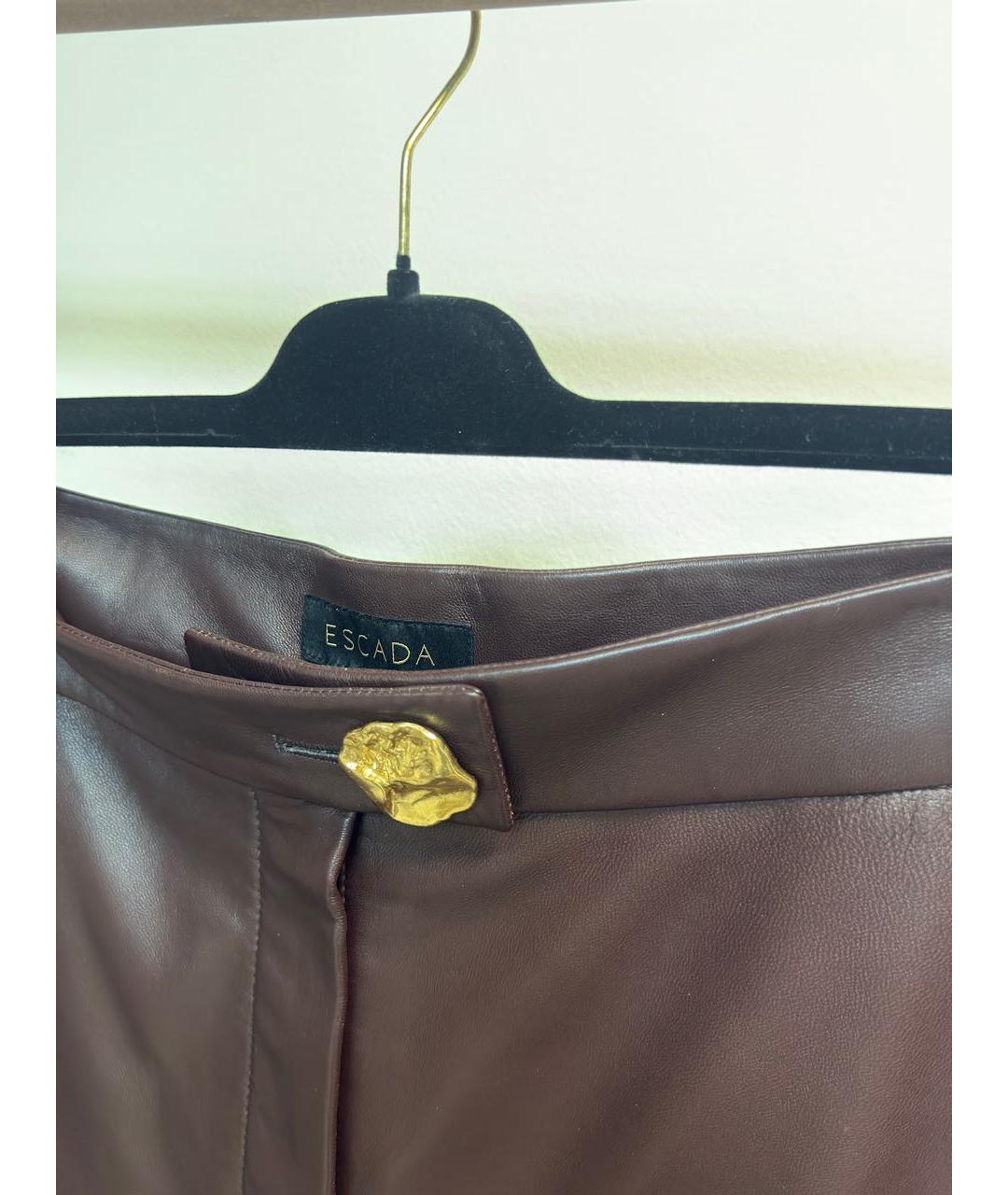 ESCADA Коричневые кожаные брюки широкие, фото 3