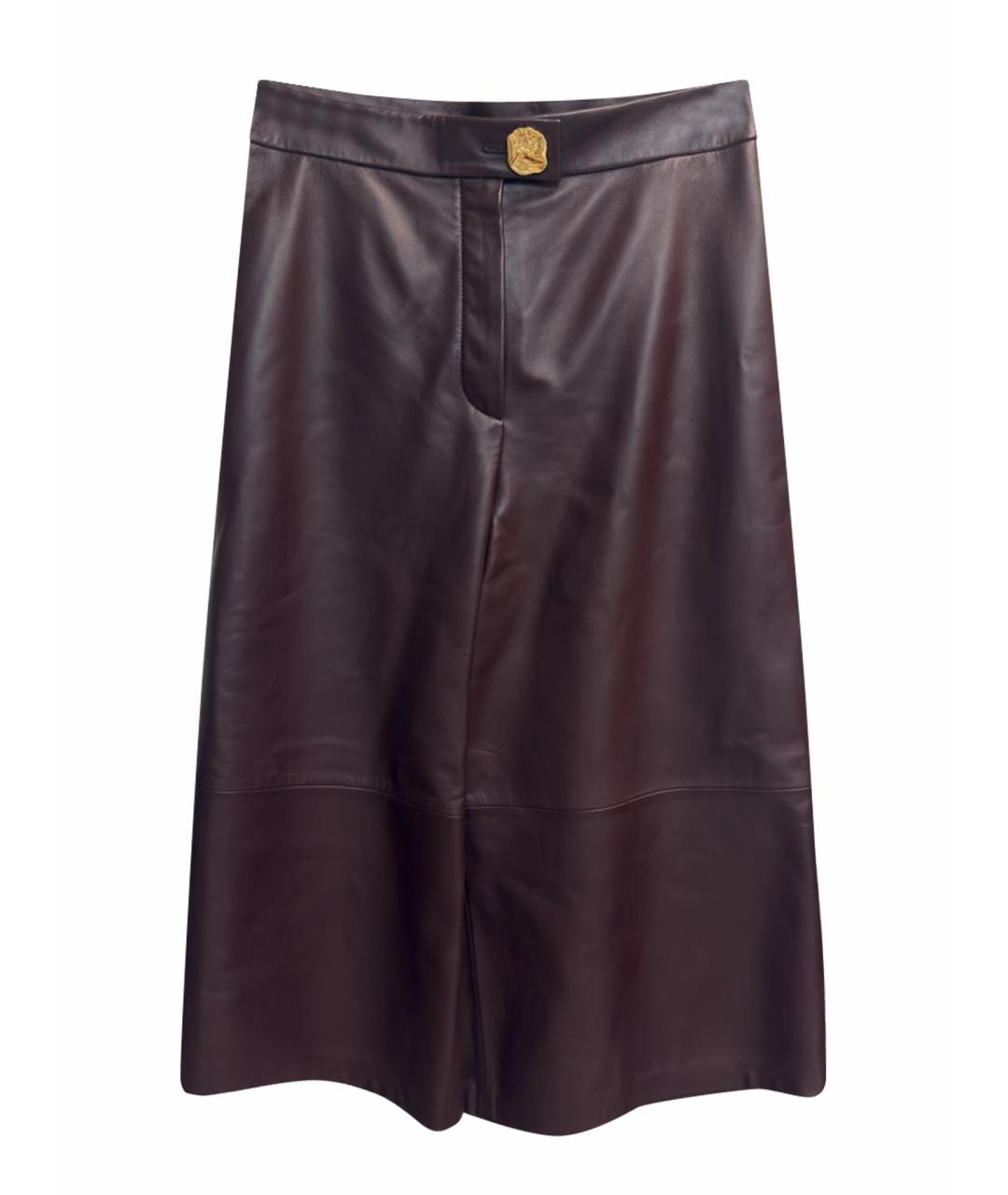 ESCADA Коричневые кожаные брюки широкие, фото 1