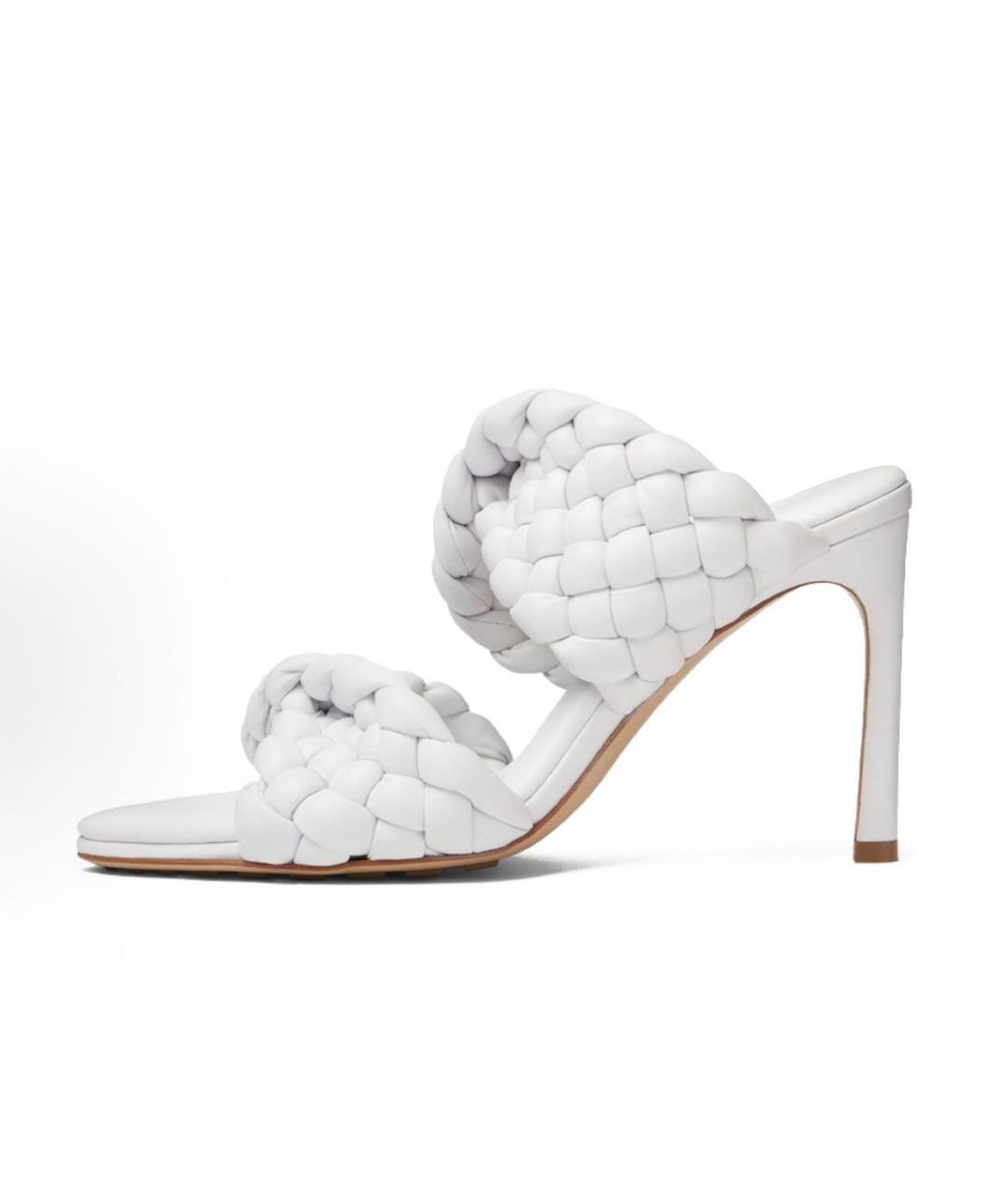 BOTTEGA VENETA Белые кожаные босоножки, фото 9