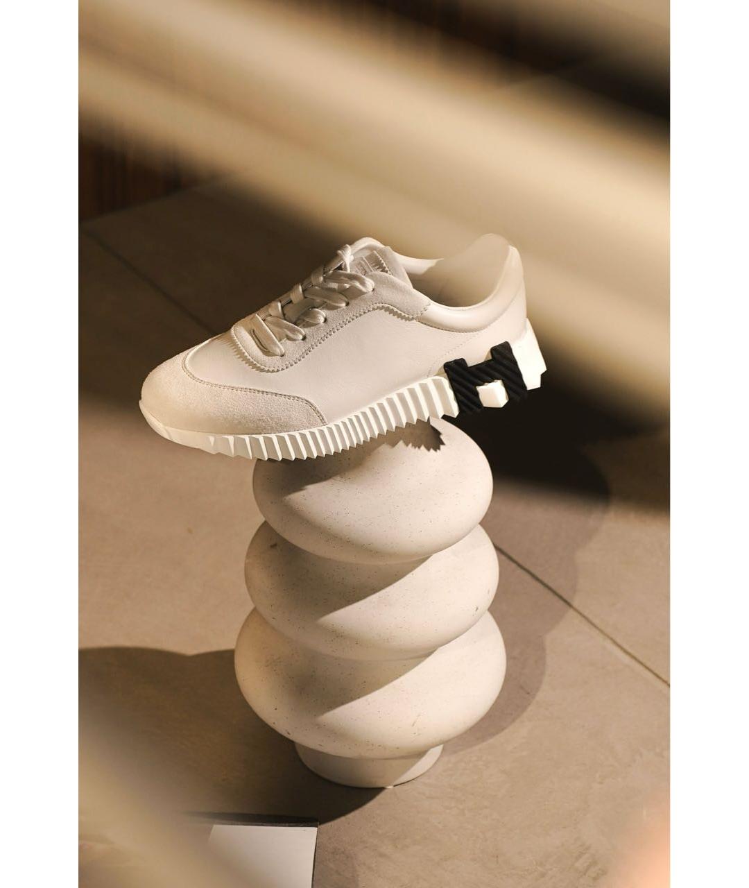 HERMES Белые текстильные кроссовки, фото 4