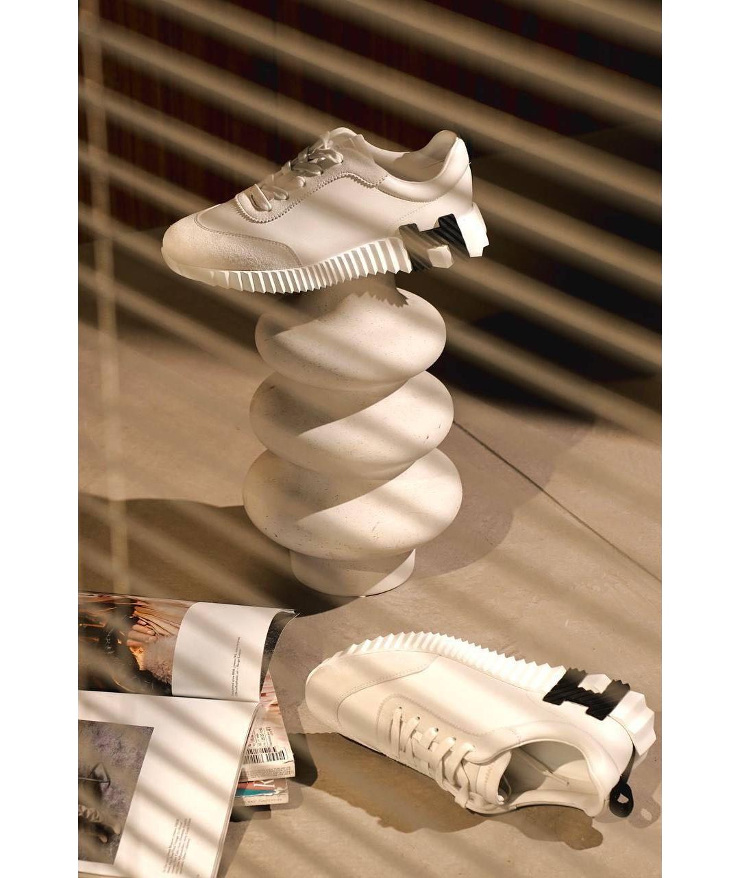 HERMES Белые текстильные кроссовки, фото 3