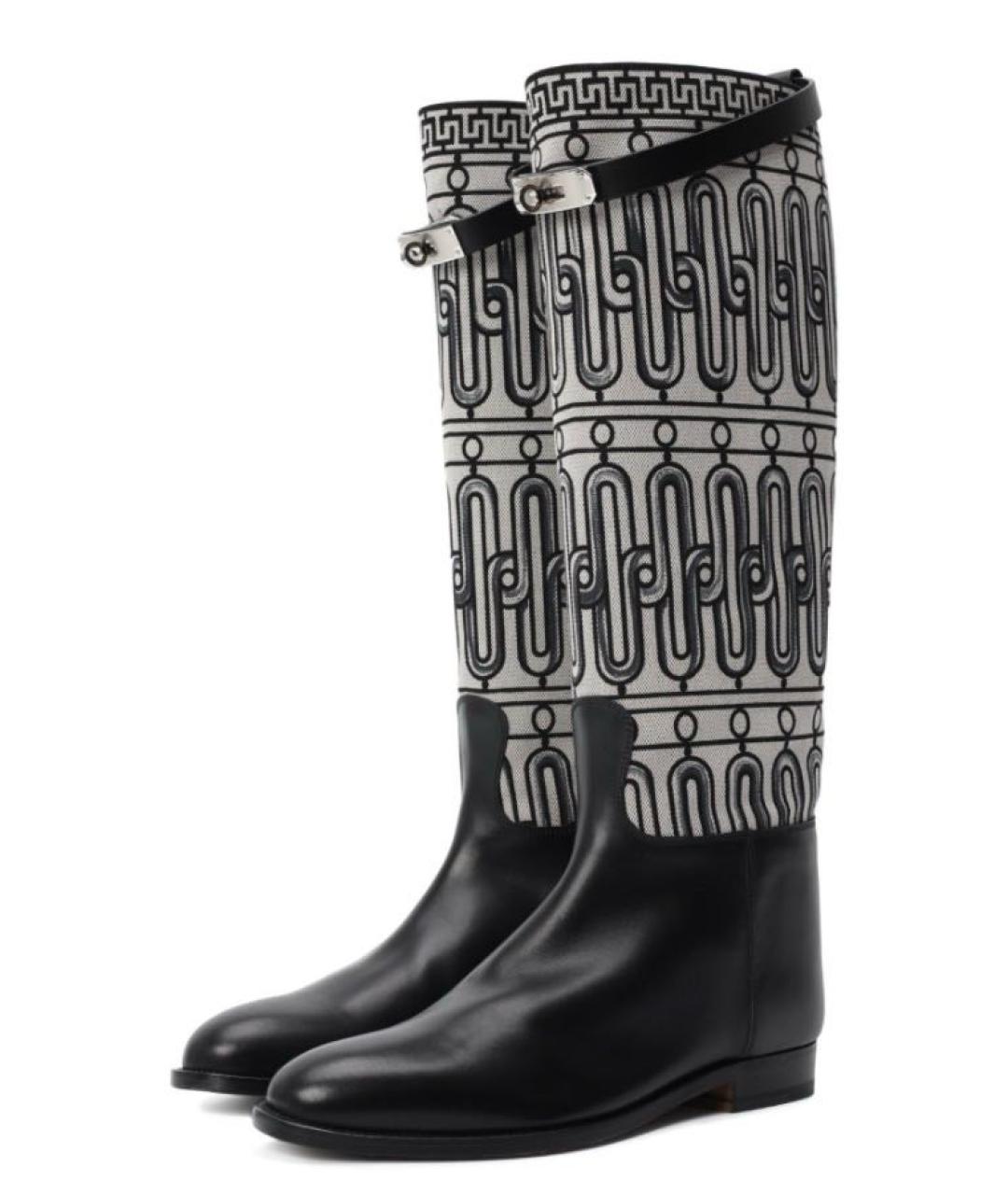 HERMES Серые кожаные сапоги, фото 6