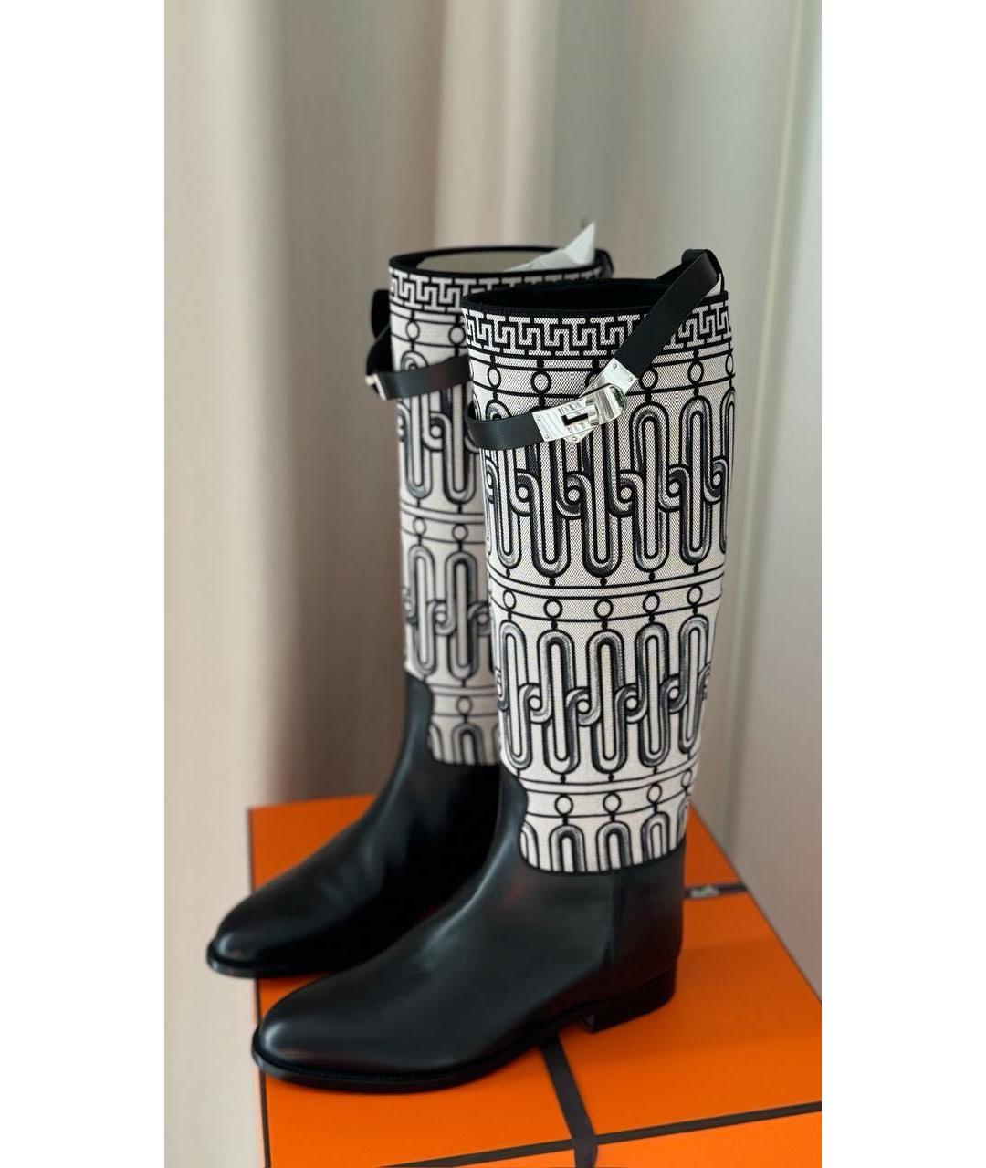 HERMES Серые кожаные сапоги, фото 5