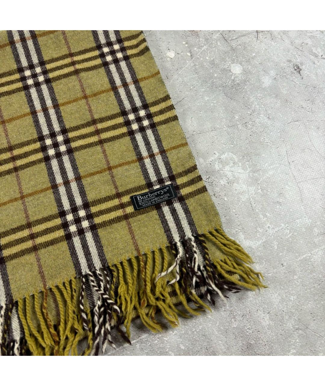 BURBERRY Хаки шерстяной шарф, фото 2