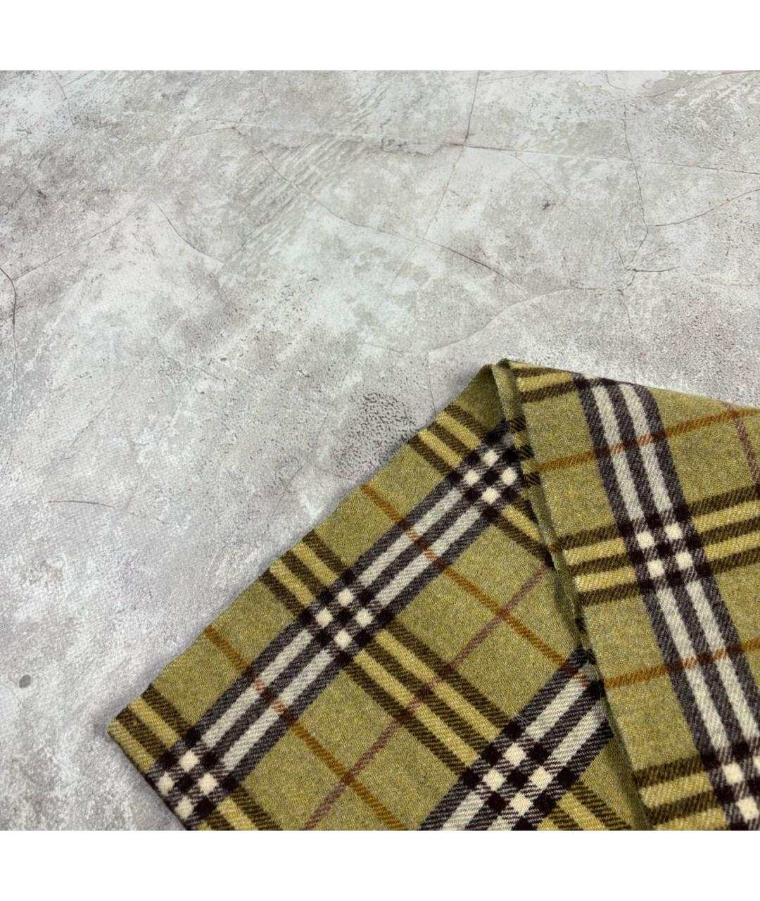 BURBERRY Хаки шерстяной шарф, фото 5