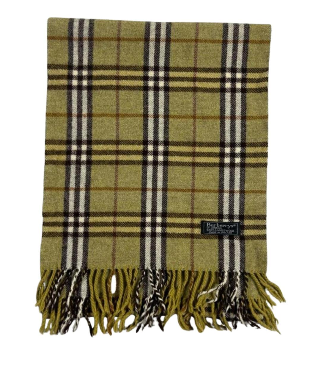 BURBERRY Хаки шерстяной шарф, фото 1