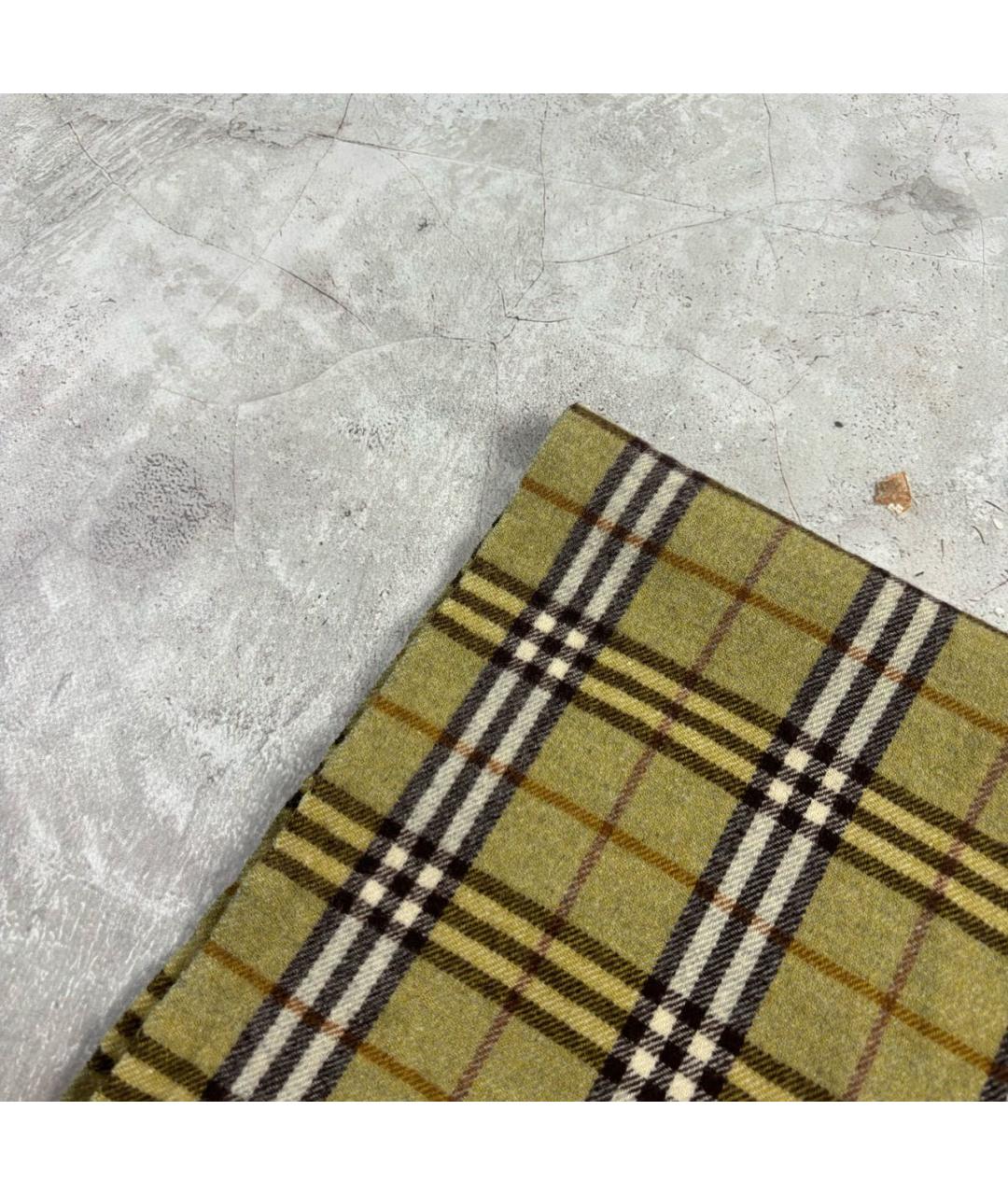 BURBERRY Хаки шерстяной шарф, фото 3