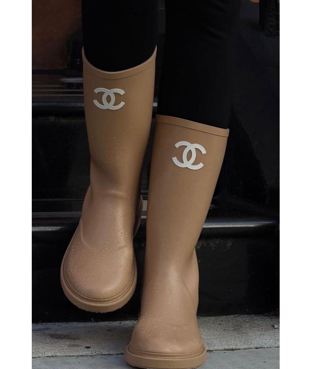 CHANEL Золотые резиновые сапоги, фото 5