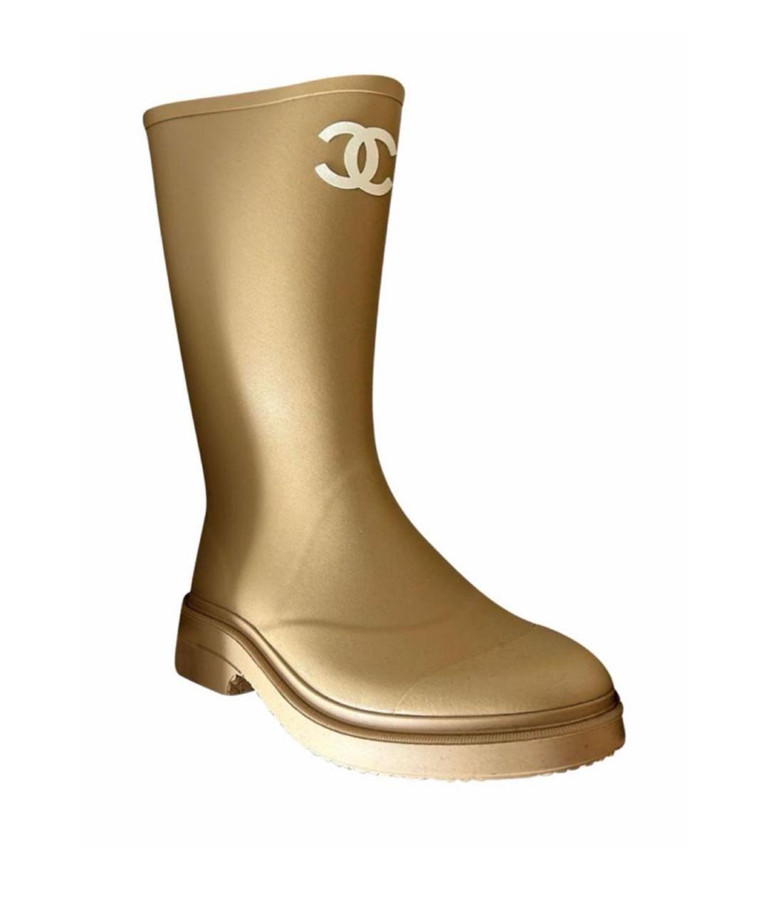 CHANEL Золотые резиновые сапоги, фото 6