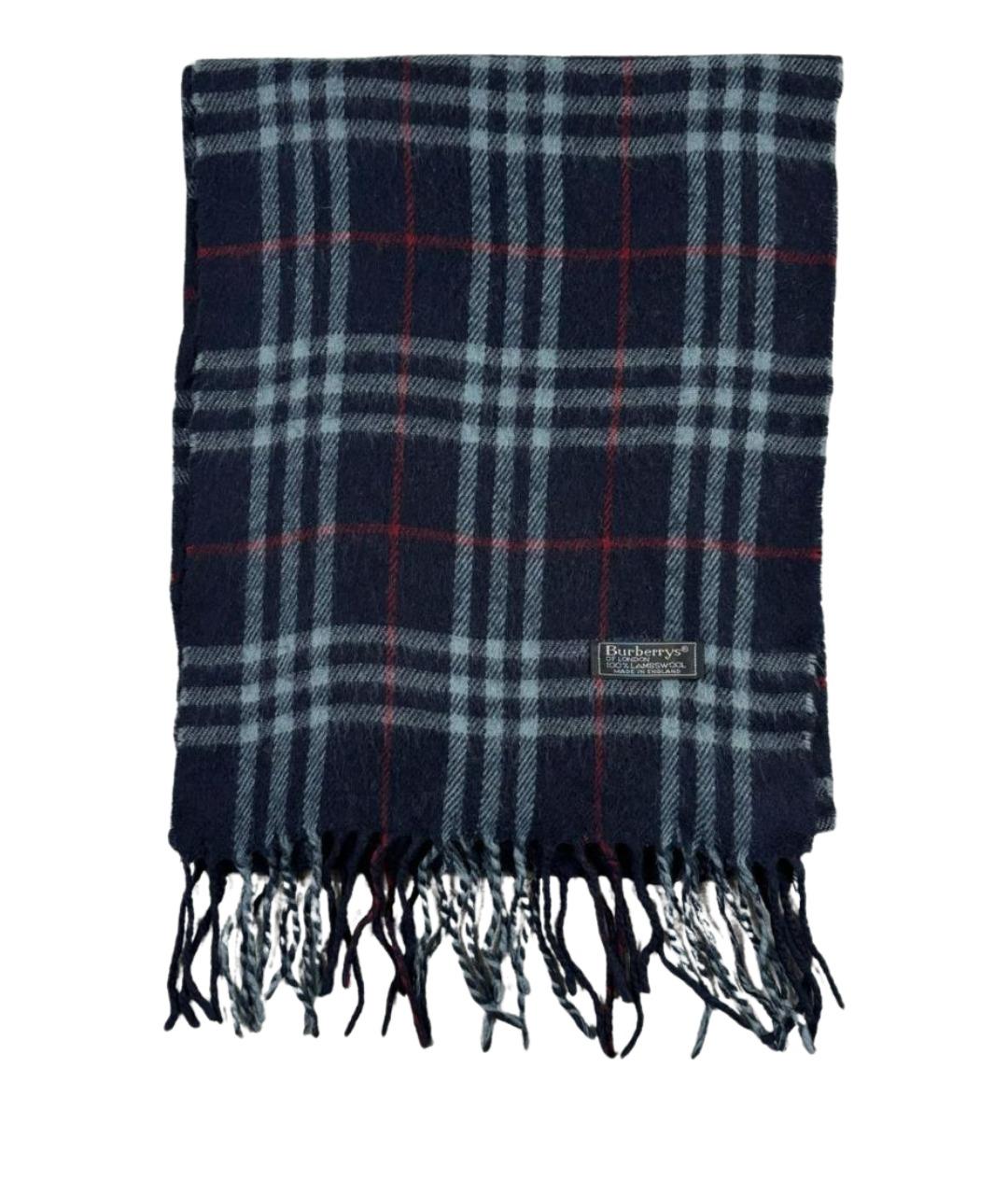 BURBERRY Синий шерстяной шарф, фото 1