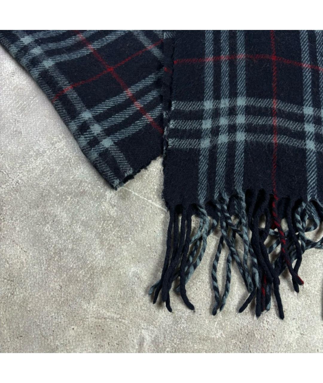 BURBERRY Синий шерстяной шарф, фото 6