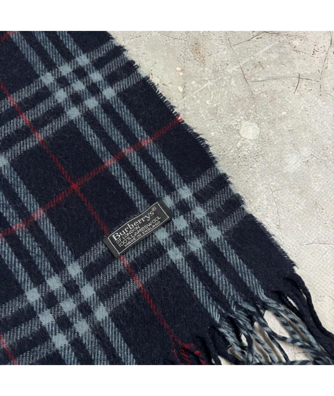 BURBERRY Синий шерстяной шарф, фото 4