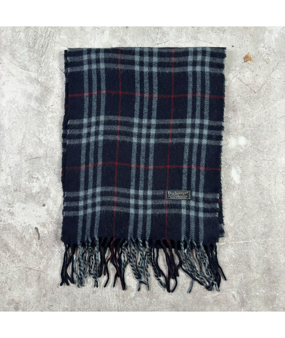 BURBERRY Синий шерстяной шарф, фото 8