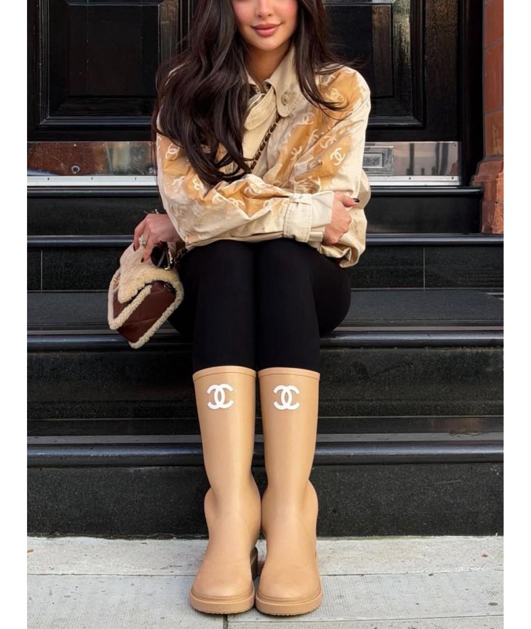 CHANEL Золотые резиновые сапоги, фото 4
