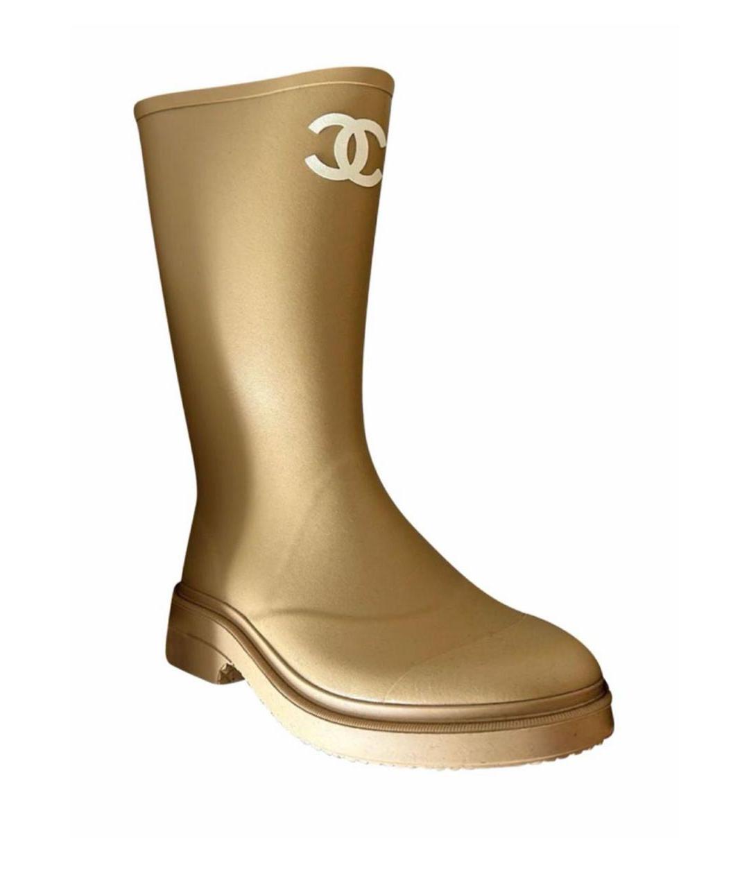 CHANEL Золотые резиновые сапоги, фото 6