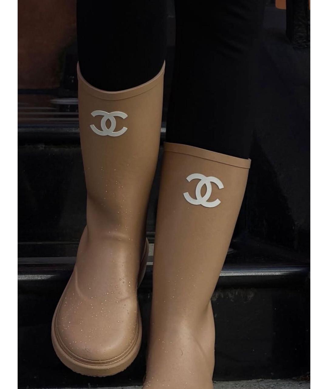 CHANEL Золотые резиновые сапоги, фото 5