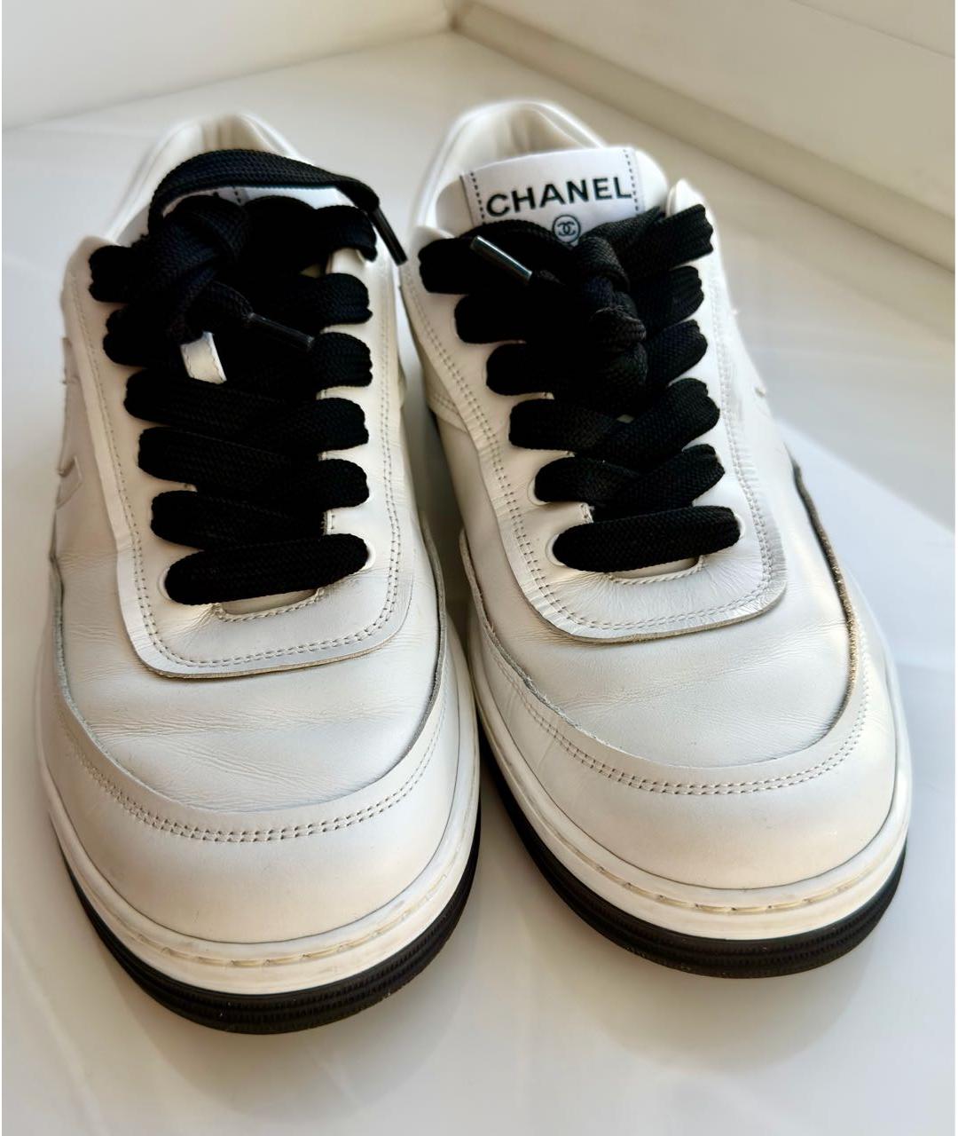 CHANEL Белые кожаные кеды, фото 4