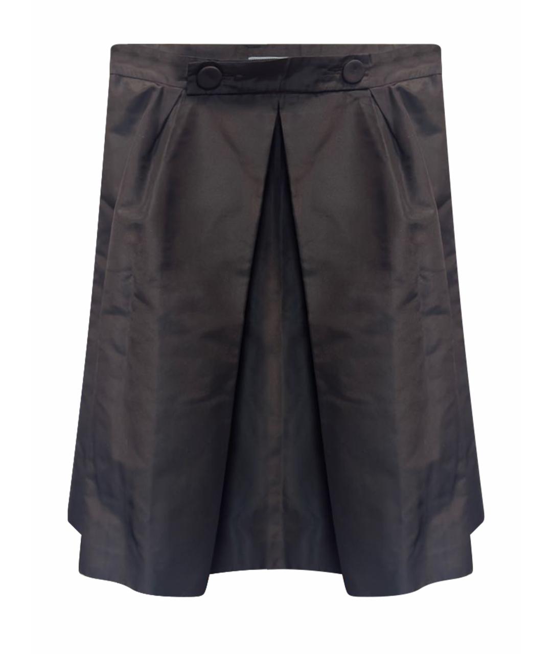 PRADA Черная атласная юбка миди, фото 1