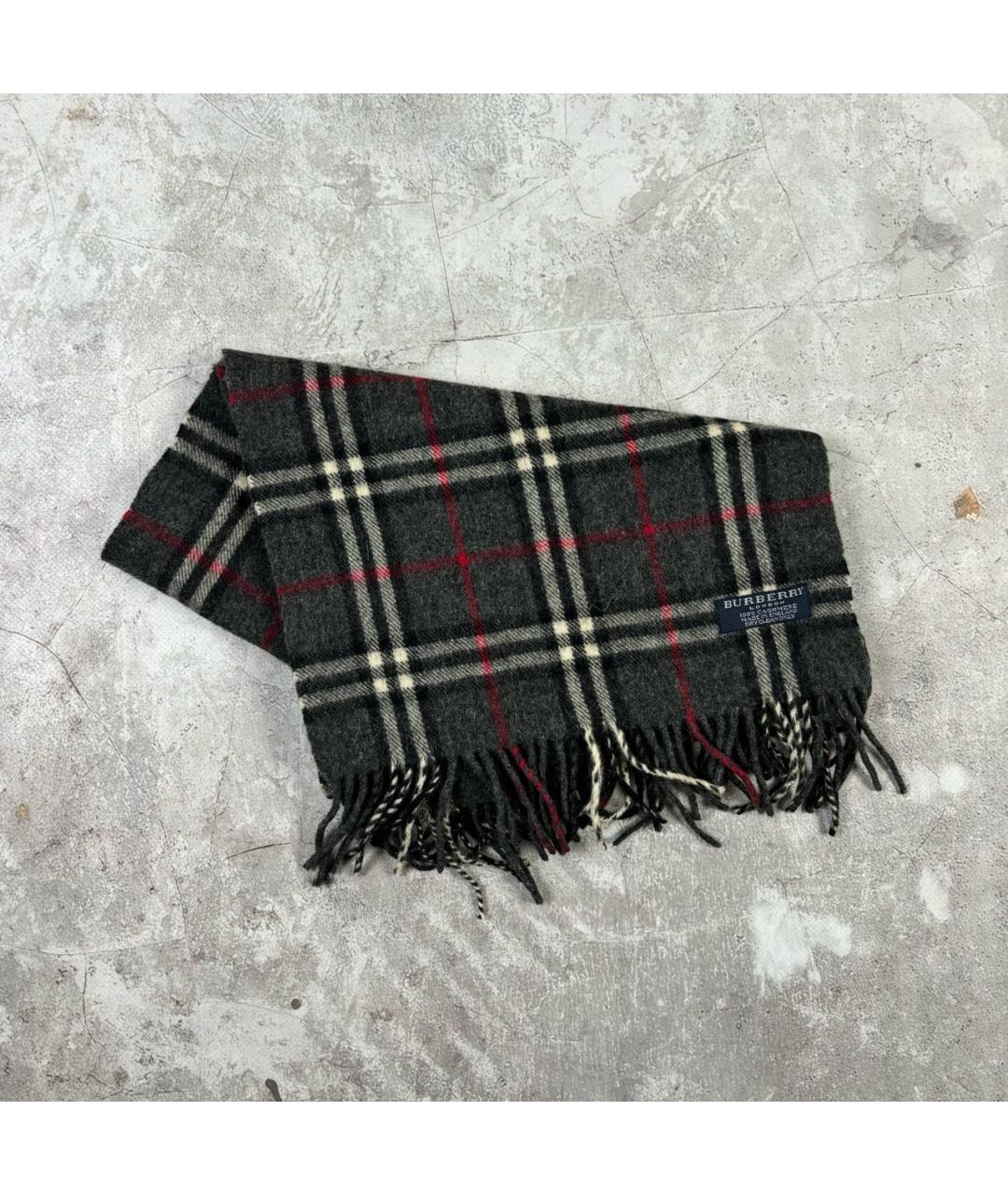 BURBERRY Серый кашемировый шарф, фото 7