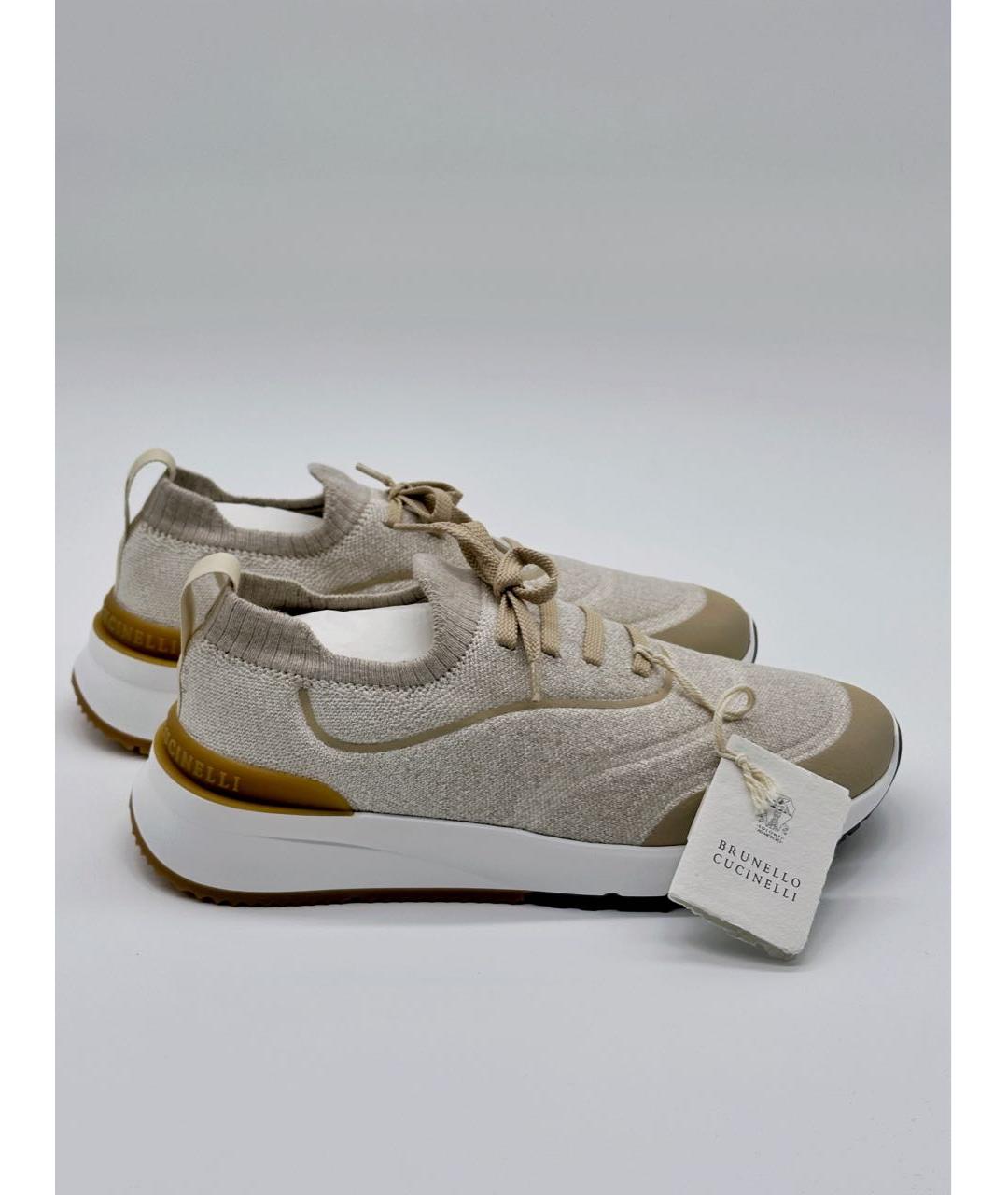 BRUNELLO CUCINELLI Бежевые низкие кроссовки / кеды, фото 5
