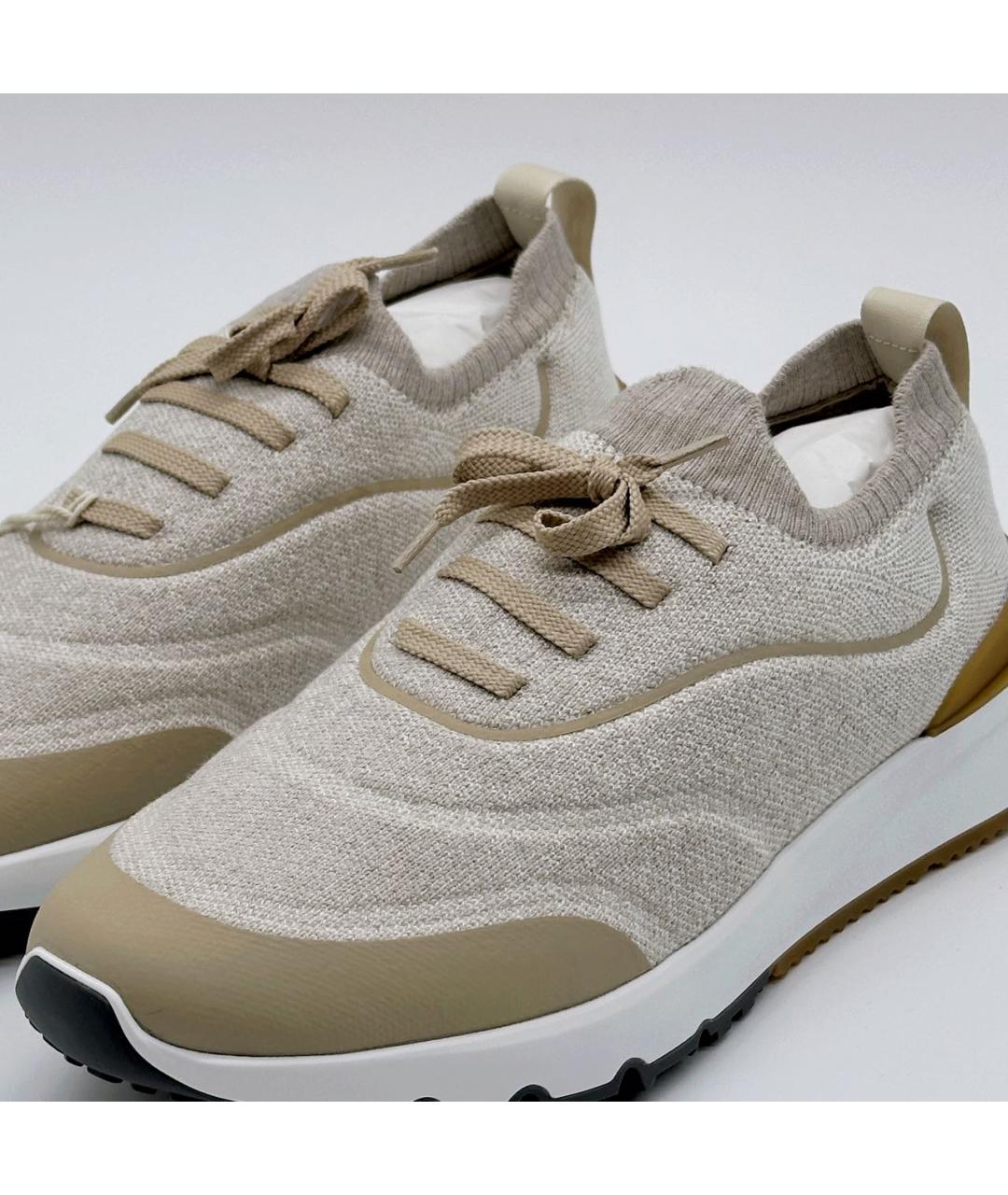 BRUNELLO CUCINELLI Бежевые низкие кроссовки / кеды, фото 3