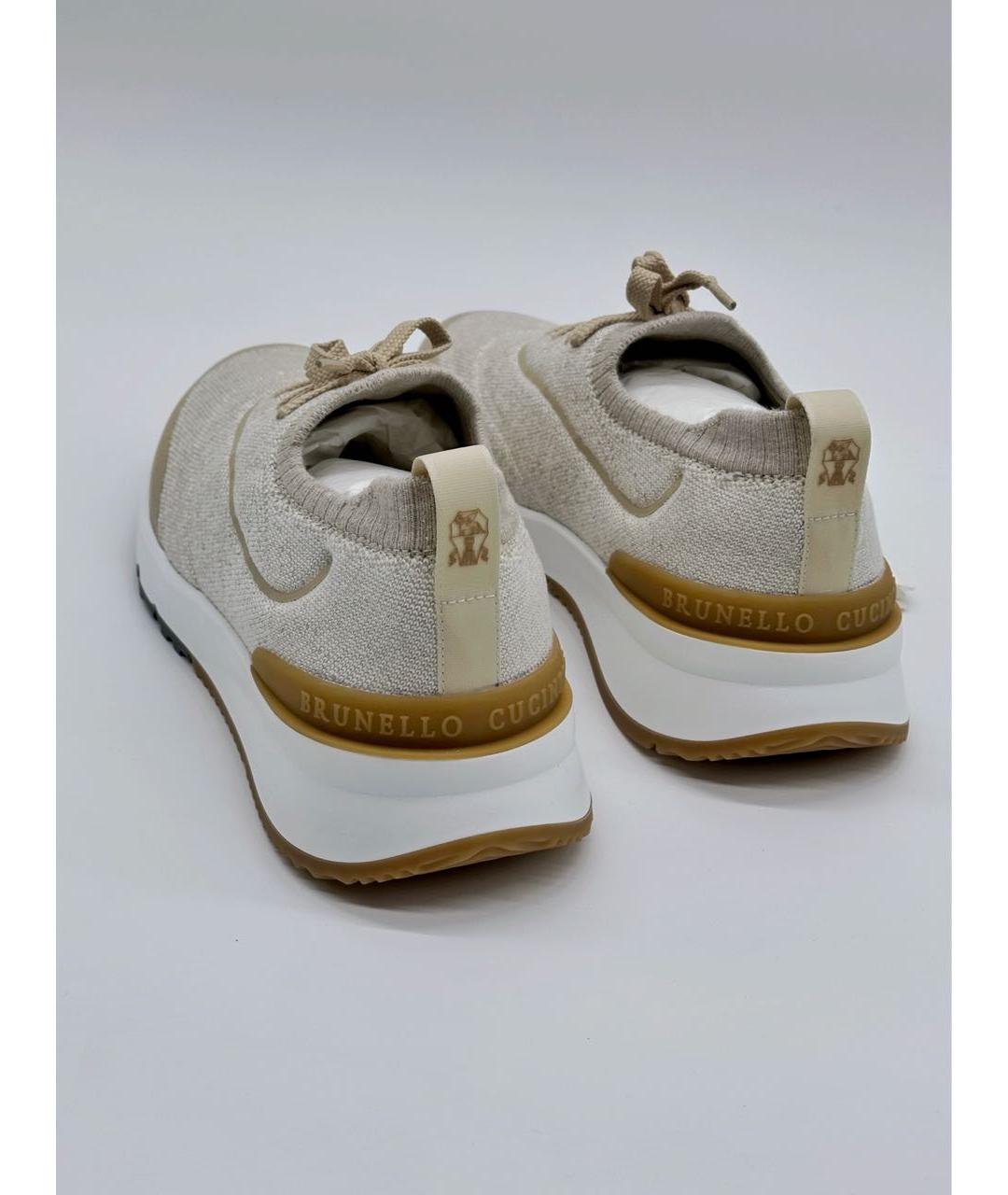 BRUNELLO CUCINELLI Бежевые низкие кроссовки / кеды, фото 4