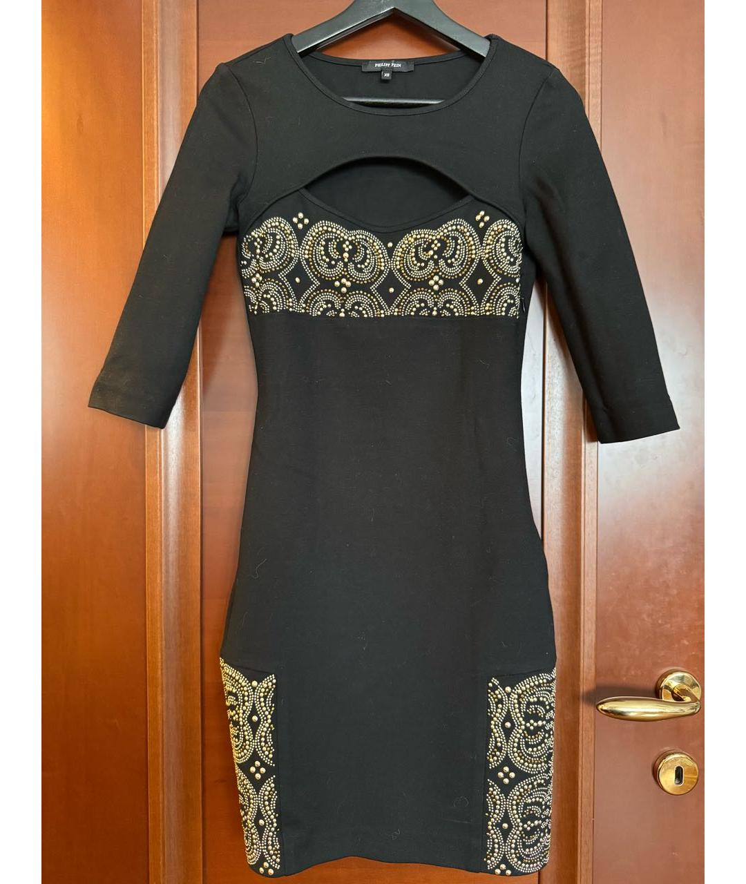 PHILIPP PLEIN Черное вискозное вечернее платье, фото 9