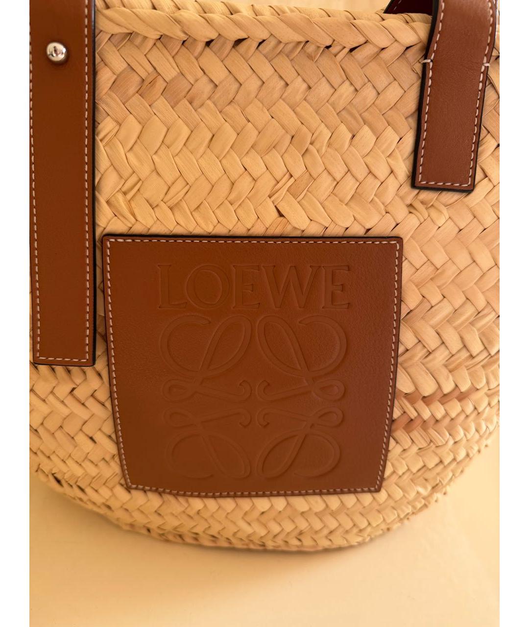 LOEWE Бежевая пелетеная пляжная сумка, фото 5