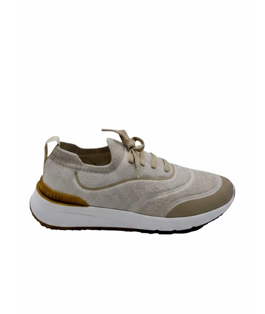 BRUNELLO CUCINELLI Бежевые низкие кроссовки / кеды, фото 1