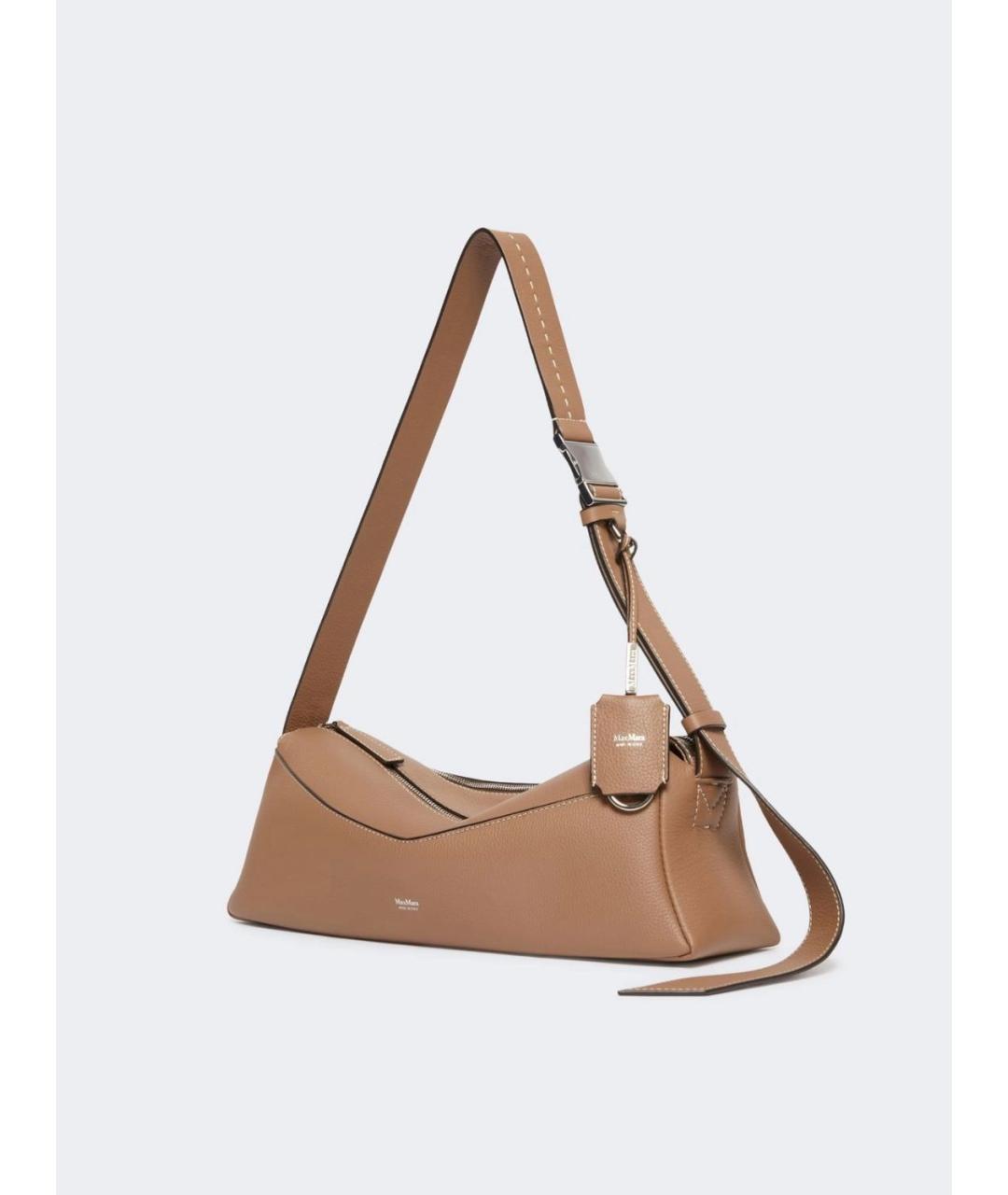 MAX MARA Бежевая кожаная сумка через плечо, фото 2