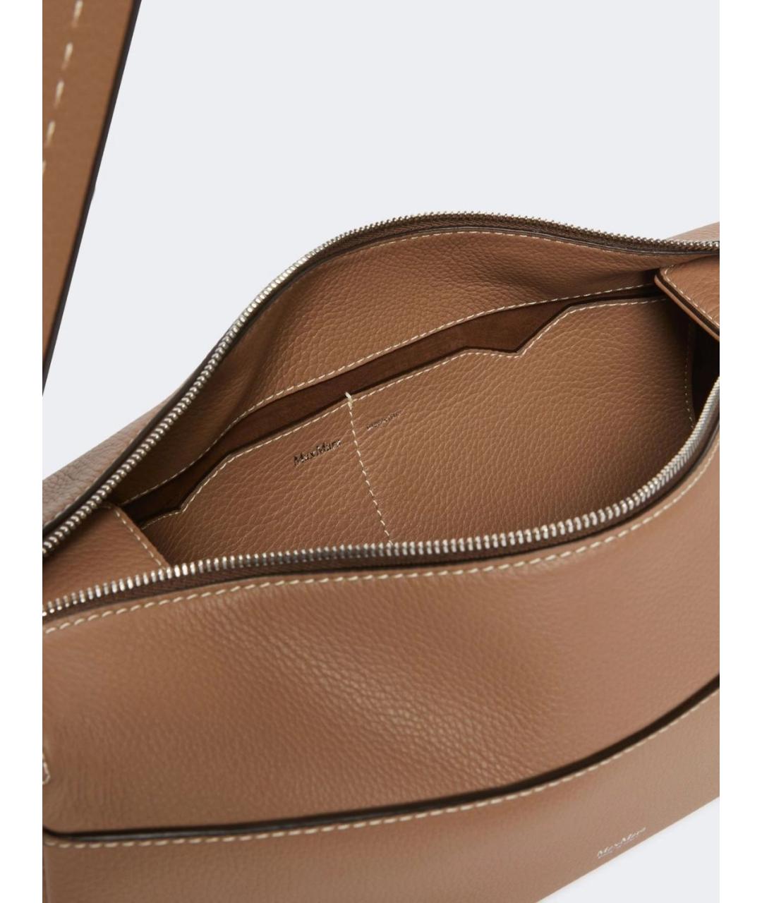 MAX MARA Бежевая кожаная сумка через плечо, фото 5