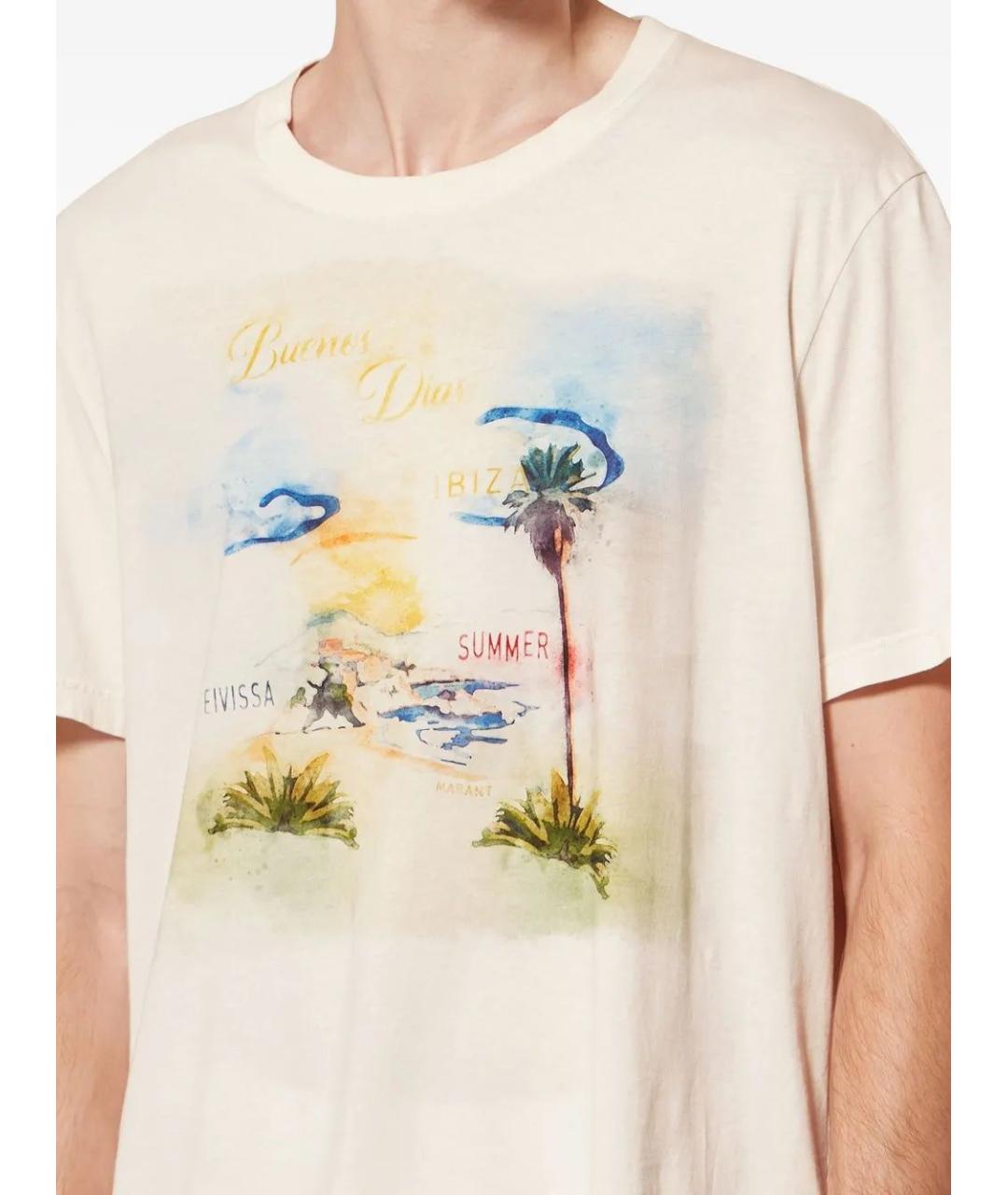 ISABEL MARANT Бежевая хлопковая футболка, фото 5