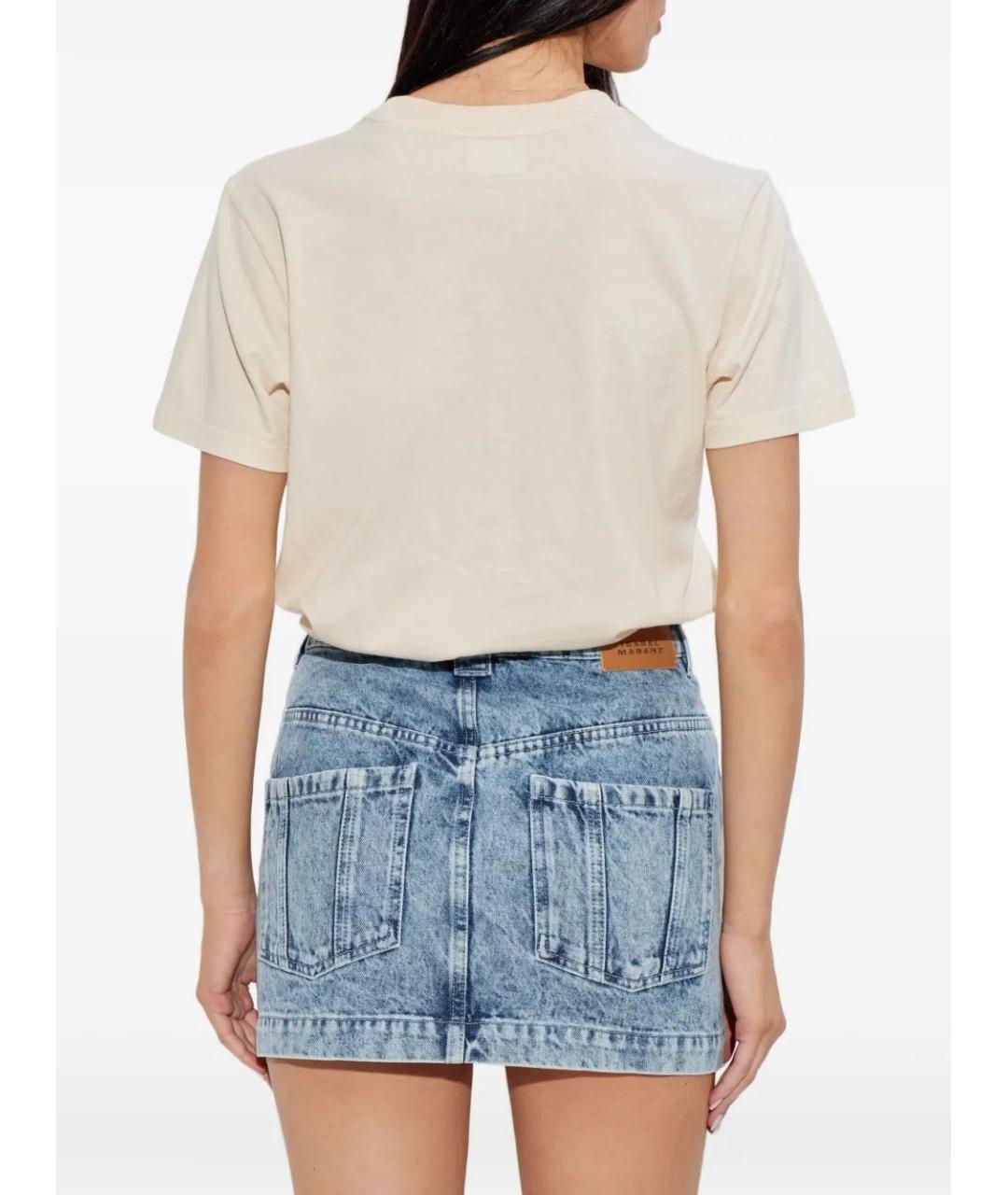 ISABEL MARANT Бежевая хлопковая футболка, фото 4