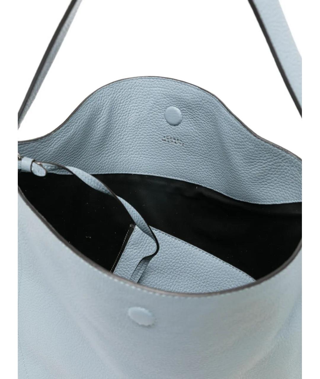 ISABEL MARANT Голубая кожаная сумка с короткими ручками, фото 5