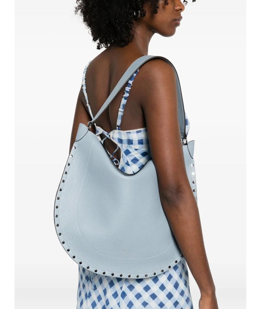 ISABEL MARANT Голубая кожаная сумка с короткими ручками, фото 2