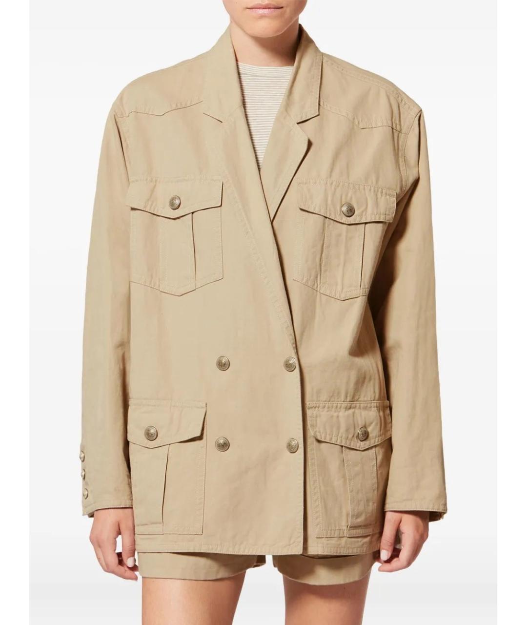 ISABEL MARANT Бежевая хлопковая куртка, фото 3